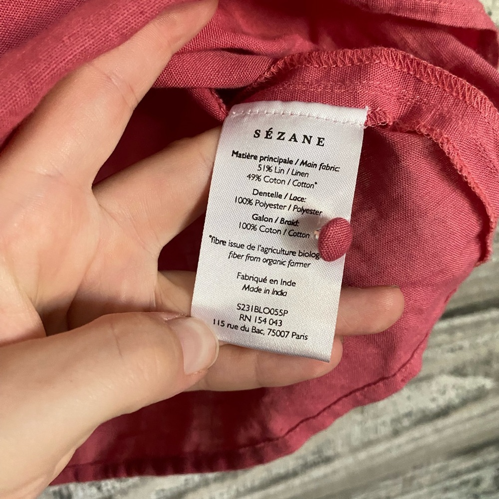 Sezane Pink Lace-Detail Cotton Top - Picture 7 of 11